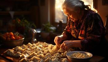 Women baking homemade cookies in a sweet kitchen, enjoying their craft generated by AI photo