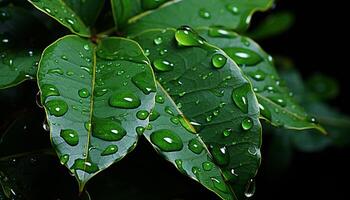 Freshness and beauty in nature a wet leaf in summer generated by AI photo