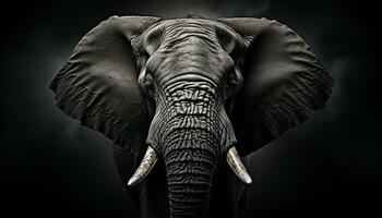 majestuoso africano elefante, en peligro de extinción especies, caminando en el sabana generado por ai foto