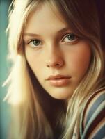 Enchanting AI Generated Portrait Stunning Blonde with Blue Eyes photo