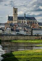 Nevers Cathedral and River Loire View, France photo