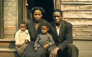 Resilience Amidst Hardship A Poor Black Family During the 1930s Great Depression   generative ai photo