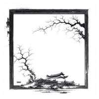 Japanese Style Link Art Border Frame Ai Generative png