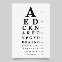 Snellen chart visual acuity test. Ophthalmology, healthcare and medicine. Illustration, banner, vector