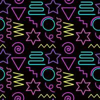 Multicolor abstract seamless pattern, vibrant shapes and geometric dot patterns. Trendy design 80s-90s style, ethnic hipster background. Vector