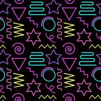 Multicolor abstract seamless pattern, vibrant shapes and geometric dot patterns. Trendy design 80s-90s style, ethnic hipster background. Vector