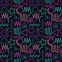 Multicolor abstract seamless pattern, vibrant shapes and geometric dot patterns. Trendy design 80s-90s Memphis style, ethnic hipster background. Vector