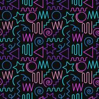 Multicolor abstract seamless pattern, vibrant shapes and geometric dot patterns. Trendy design 80s-90s Memphis style, ethnic hipster background. Vector