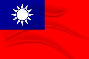 National flag of Taiwan with silk effect. 3D illustration, background, vector