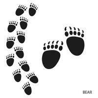 Paw prints, animal tracks, bear footprints pattern. Icon and track of footprints. Black silhouette. Vector