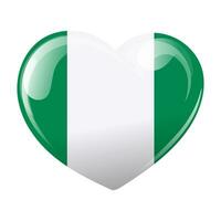 Nigeria bandera en el forma de un corazón. corazón con nigeriano bandera. 3d ilustración, vector