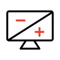 computadora pantalla ajustes brillo icono símbolo, vector brillo ajustes con más y negativo símbolos en blanco antecedentes en sencillo diseño, editable.