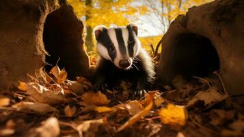 salvaje tejón en bosque, animal en naturaleza hábitat. generativo ai foto