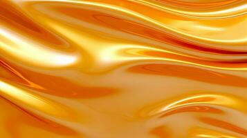 Abstract background with smooth lines in yellow and orange colors for design. Gold metal flow texture. AI Generated photo