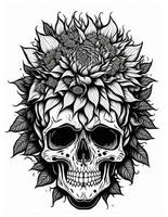 coloring book for adults skull in flowers for halloween and more photo