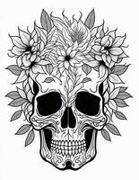colorante libro para adultos cráneo en flores para Víspera de Todos los Santos y más foto