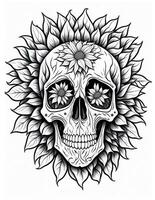 coloring book for adults skull in flowers for halloween and more photo