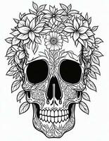 coloring book for adults skull in flowers for halloween and more photo