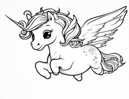 kawaii unicorn coloring book for kids photo