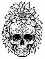 coloring book for adults skull in flowers for halloween and more photo