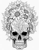 coloring book for adults skull in flowers for halloween and more photo