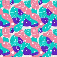 Multicolor abstract seamless pattern, vibrant shapes and geometric dot patterns. Trendy design 80s-90s Memphis style, ethnic hipster background. Vector