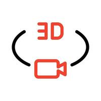 3d video view icon, vector 360 degree view symbol on white background in simple, editable design.