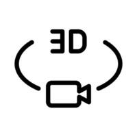 3d video view icon, vector 360 degree view symbol on white background in simple, editable design.