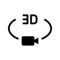 3d video view icon, vector 360 degree view symbol on white background in simple, editable design.