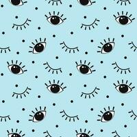 Seamless pattern, cartoon open and closed eyes with eyelashes. Print, background, vector