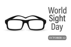 World Sight Day October 12th. Vision glasses on a white background. Ophthalmology, healthcare and medicine. Illustration, banner, vector