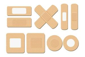 A set of medical bandages of various shapes. Various forms of adhesive tape for first aid. Medical icons. Vector