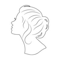 Contour portrait of a young beautiful woman in profile. Sketch. Minimal design, elegant style. Vector