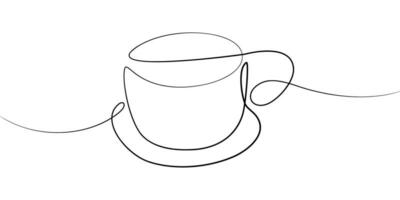 taza en uno continuo línea de diferente espesores. contento café día. diseño concepto para saludos vector