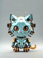 cute robot cat, 3D art, AI generated photo