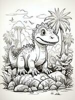 learn to color dinosaurs, AI generated photo