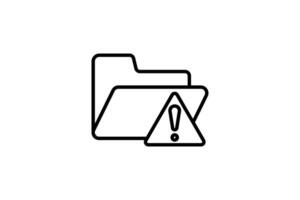 Folder error icon. Folder with exclamation mark. icon related to warning, notification. suitable for app, user interfaces, printable etc. Line icon style. Simple vector design editable