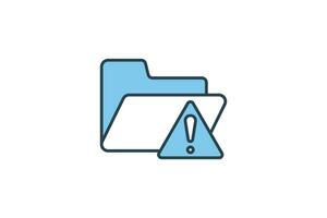 Folder error icon. Folder with exclamation mark. icon related to warning, notification. suitable for app, user interfaces, printable etc. Flat line icon style. Simple vector design editable