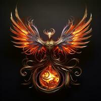 3d phoenix on black background photo