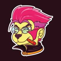 Mascot Logo Sticker Ape smoking Art Illustration vector