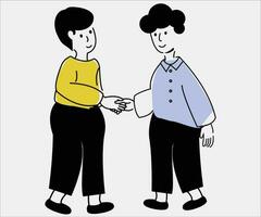 Men are shaking hands while conducting a business meeting. vector