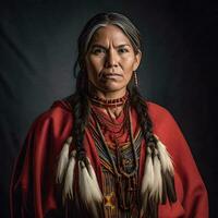 cherokee elegancia tradicional vestir generativo ai retrato foto