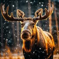 Majestic Moose in Autumn Generative AI Bokeh Art photo