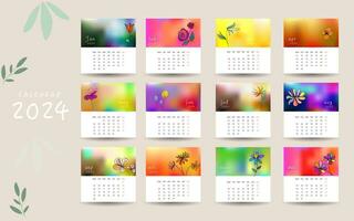 flower hand drawn clean design monthly plan and calendar template vector