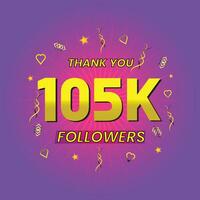 105k followers thank you celebration template vector