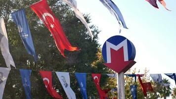 turkey istanbul 21 may 2023. Metro sign for subway in istanbul video