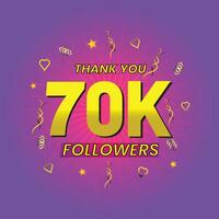 70k followers thank you online background vector