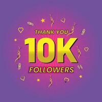 10k social media followers thank you template vector