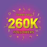 260k followers thank you celebration template vector