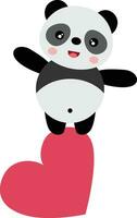 Cute panda on top of heart vector